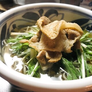 水菜と豚肉のおそば